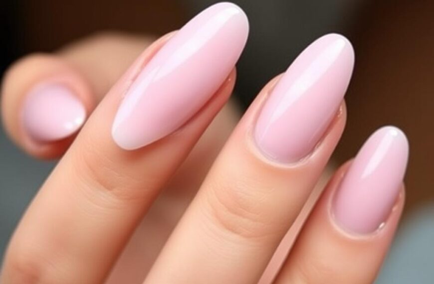 Jasne różowe paznokcie w kształcie migdałków
