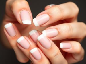 Klasyczny manicure francuski z białymi końcówkami na naturalnej bazie