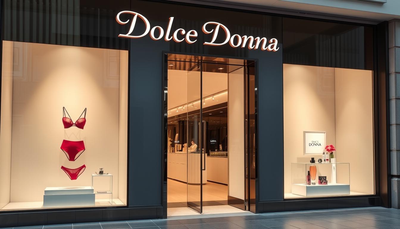 Logo i sklep flagowy marki Dolce Donna z elegancką witryną
