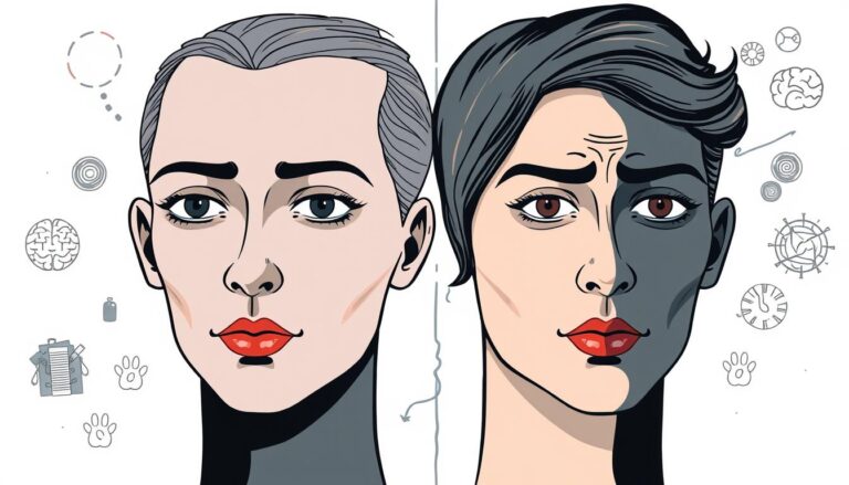 Narcystyczny socjopata - grafika przedstawiająca dwie twarze symbolizujące podwójną naturę osobowości narcystycznej i socjopatycznej