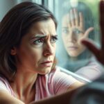 Obsesja na punkcie osoby - kobieta patrząca przez okno z wyrazem niepokoju