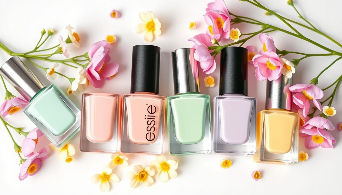 Paleta wiosennych kolorów do paznokci żelowych - pastelowe odcienie różu, mięty i lawendy