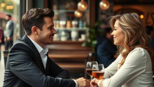 Para podczas rozmowy pokazująca sztukę uwodzenia w praktyce