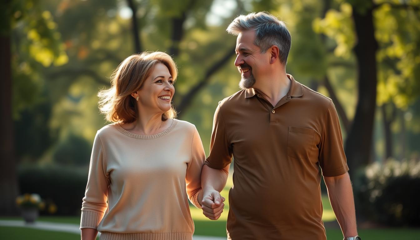 Para poznana na Tinderze, trzymająca się za ręce podczas spaceru - miłość z tindera